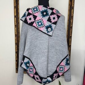 Vintage Alpaca Poncho Sweater Made In Peru